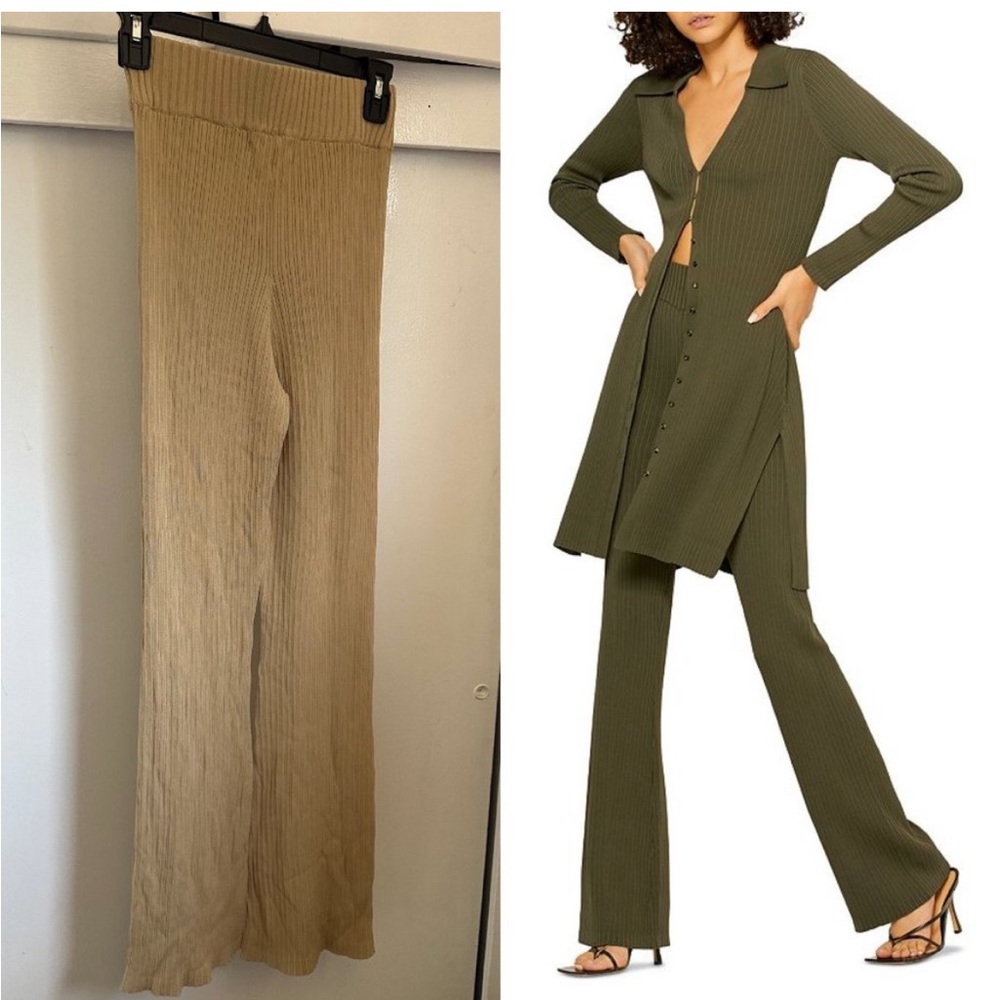 NICHOLAS Tan Ribbed Flared Pants - Picture 5 of 6